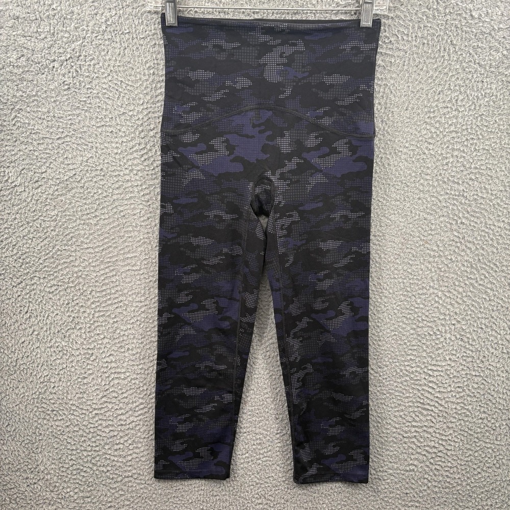 Spanx Leggings Medium Black Blue Camo High Rise Booty Boost Shaping Compression